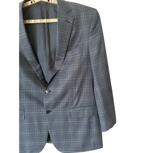 Ermenegildo Zegna Mens Blazer Size 56R/XXL Wool Lined Blue Black Plaid Looks New - Picture 3 of 15